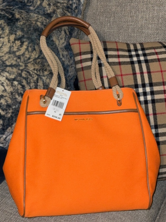 Michael Kors Handbags - NWT $258 Michael Kors Talia Apricot LG Grab Canvas Tote Purse/Handbag/Authentic